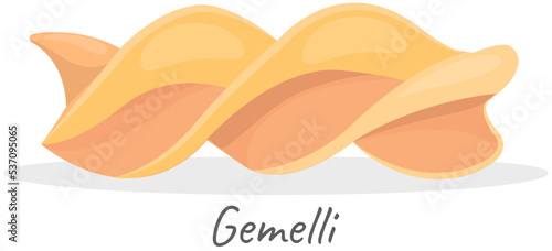 Vector gemelli icon, group of gemelli, illustration for food blog or menu design, Italian cuisine. Traditional Italian dish. Pasta. Classic agnolotti. Tortelli. Involute dough products with filling