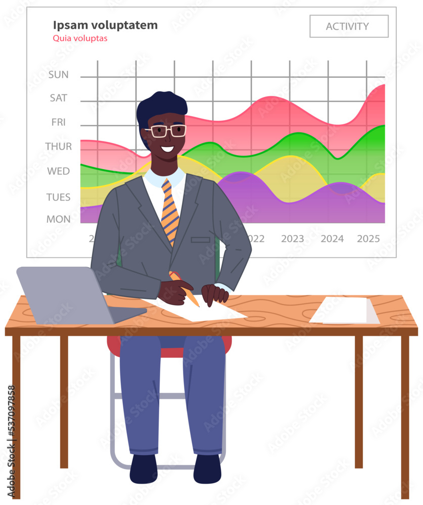 Analytics information and development statistics. Web analysis measure, product testing technology. Man analyses dashboard seo optimization, digital report. Statistical indicators and data on diagram Analytics information and development statistics. Web analysis measure, product testing technology. Man analyses dashboard seo optimization, digital report. Statistical indicators and data on diagram