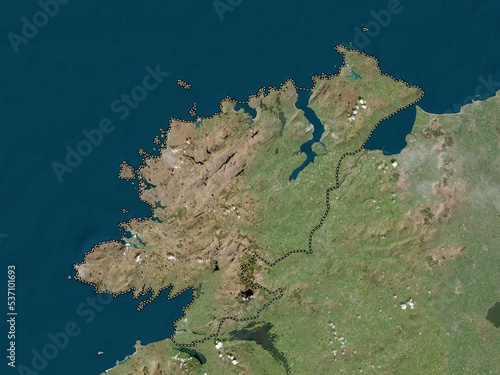 Donegal, Ireland. Low-res satellite. No legend photo