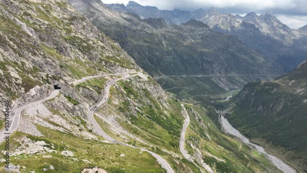 Sustenpass Susten Pass switzerland, glacier often ridden in combination with the Furkapass and Grimselpass. Beautifull swiss mountains touristic swiss driving road, mountains aerial. Sustenpass Susten Pass switzerland, glacier often ridden in combination with the Furkapass and Grimselpass. Beautifull swiss mountains touristic swiss driving road, mountains aerial.