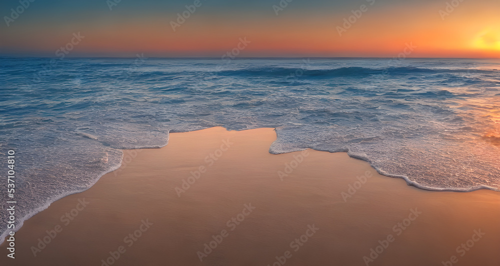 Illustration Realistic Beach Sand Sea
