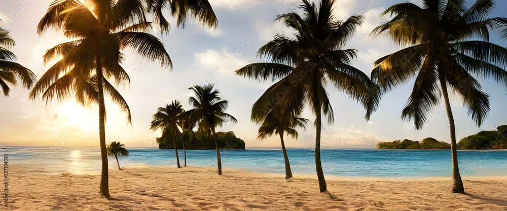 Fototapeta premium Illustration Realistic Beach Sand Sea