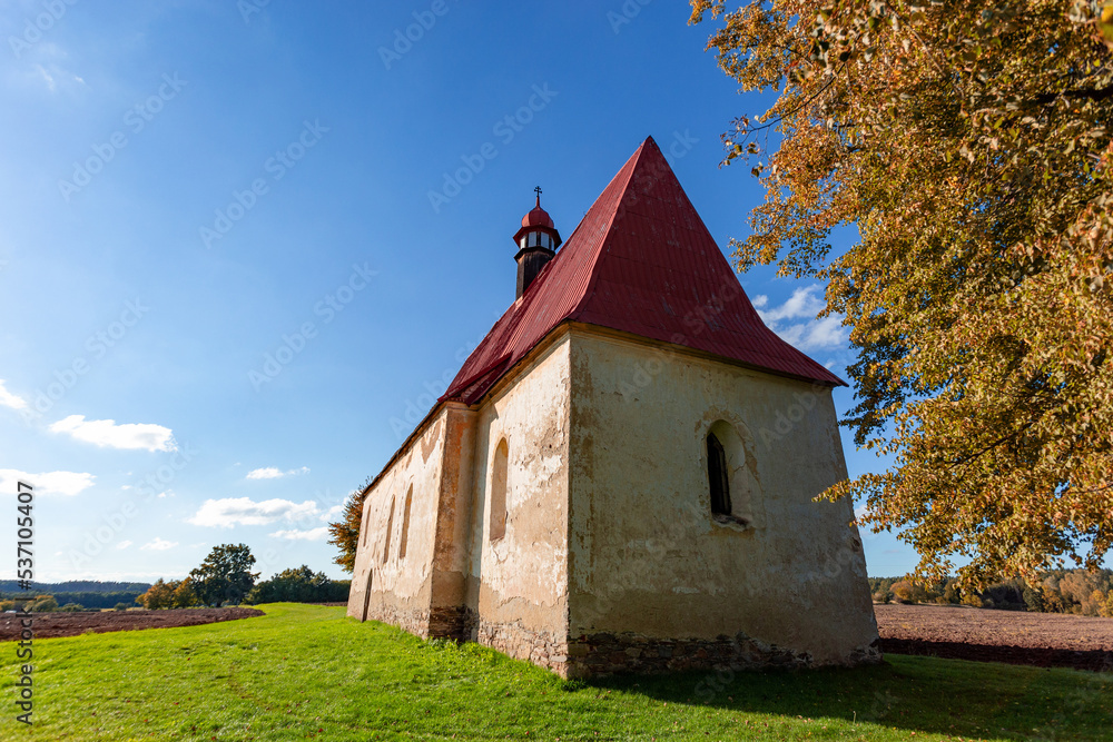 Old church in the autumn field. Dobronice u Bechyne, Czech republic. Old church in the autumn field. Dobronice u Bechyne, Czech republic.