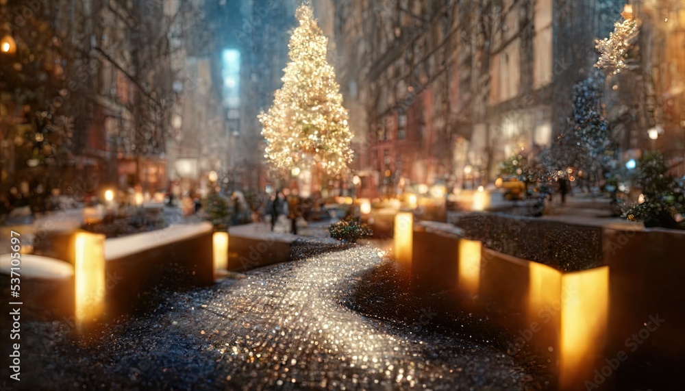 Abstract, Artistic, New York City Christmas, Background in 3D