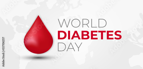 World Diabetes Day Background Illustration with Red Blood Drop