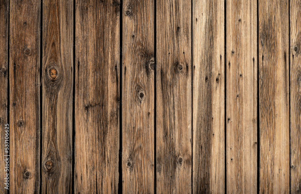 Fototapeta premium Vintage brown wood background texture. Old painted rustic Weathered Planks old background. Copy space beautiful dark floor wall pattern.