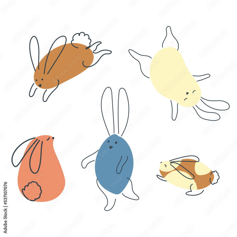 Fun Rabbit Designs Set of funny rabbits in doodle style. The bunny is a symbol of 2023 ...