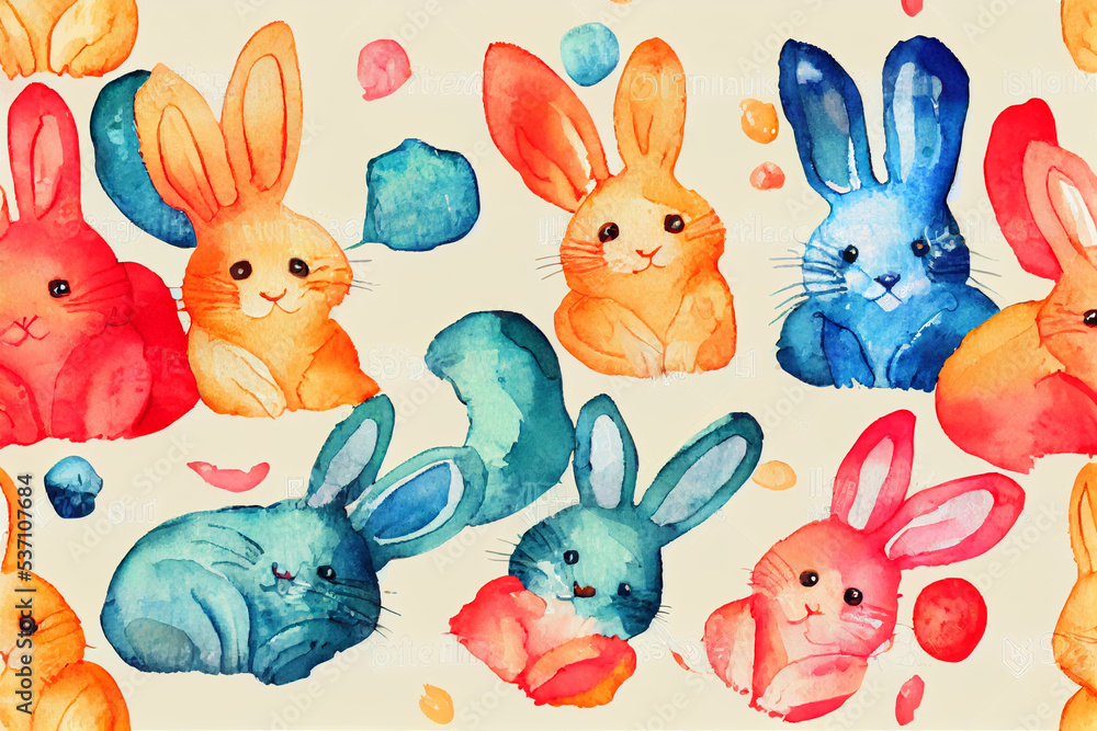 Fototapeta premium easter bunny pattern water color