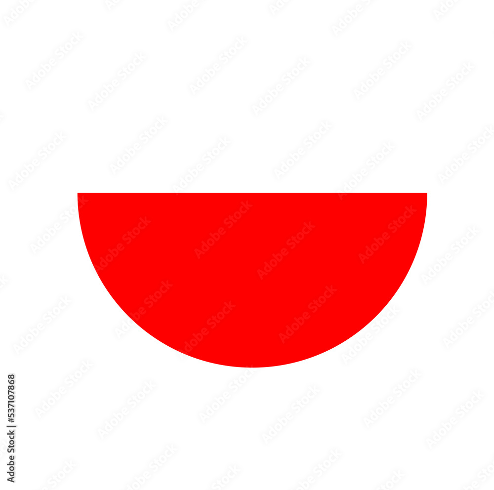 Half red circle vector icon. red cut circle. Half red circle vector icon. red cut circle.