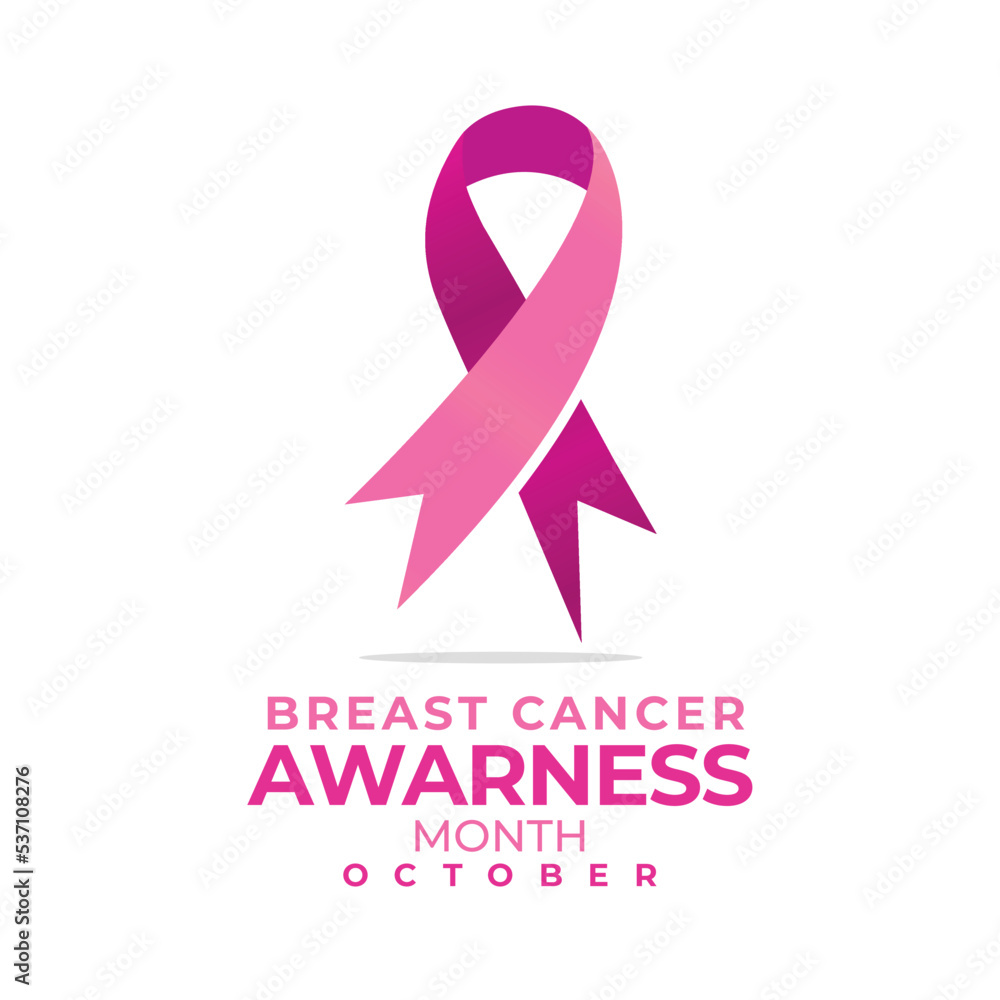 Clock with pink ribbon on clock face. Concept of Breast cancer