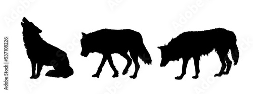 set of wolf silhouettes