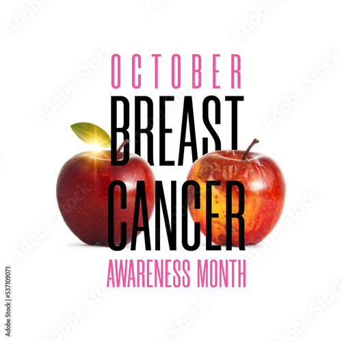 Breast cancer awareness penicillium Digitatum apple 2d rendering illustration. isolated background/ photo