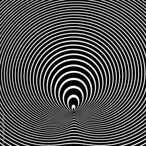 Abstract Round Lines Op Art Pattern with 3D Illusion Effect.
