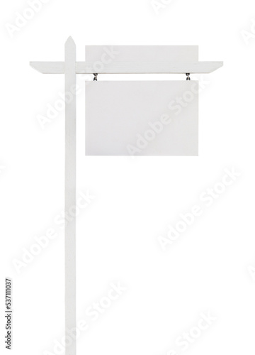 Blank Real Estate Sign with Upper Placard Ready For Your Own Text. photo