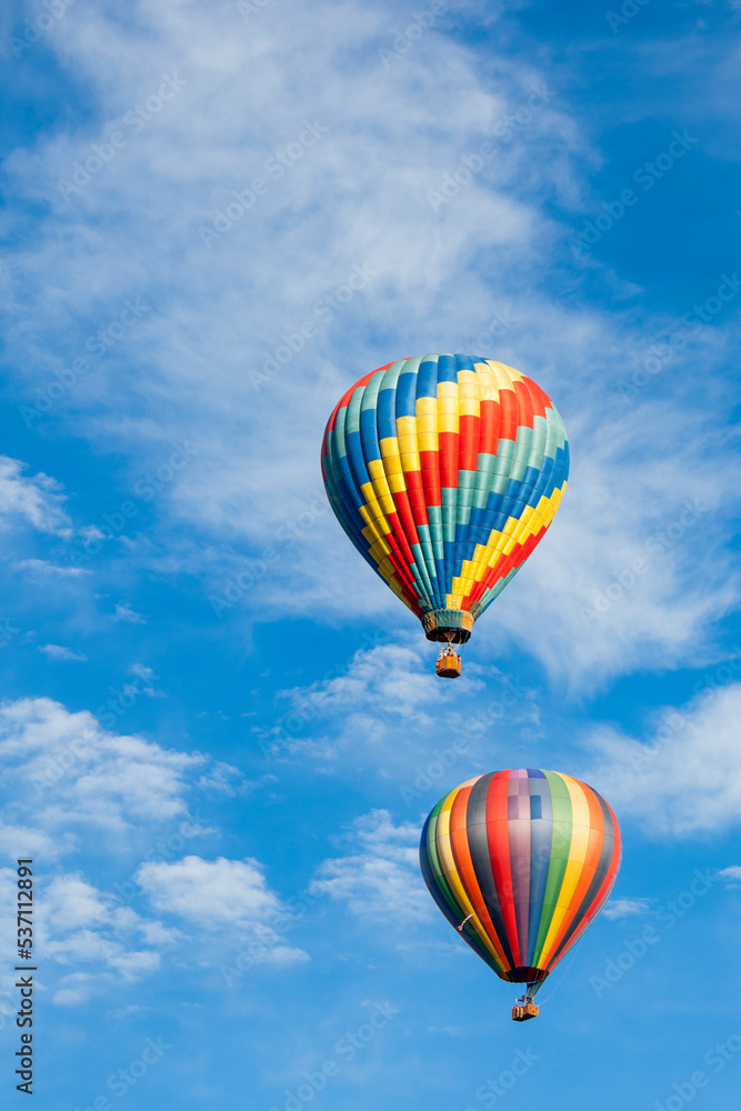 Beautiful Hot Air Balloons Against a Deep Blue Sky Beautiful Hot Air Balloons Against a Deep Blue Sky