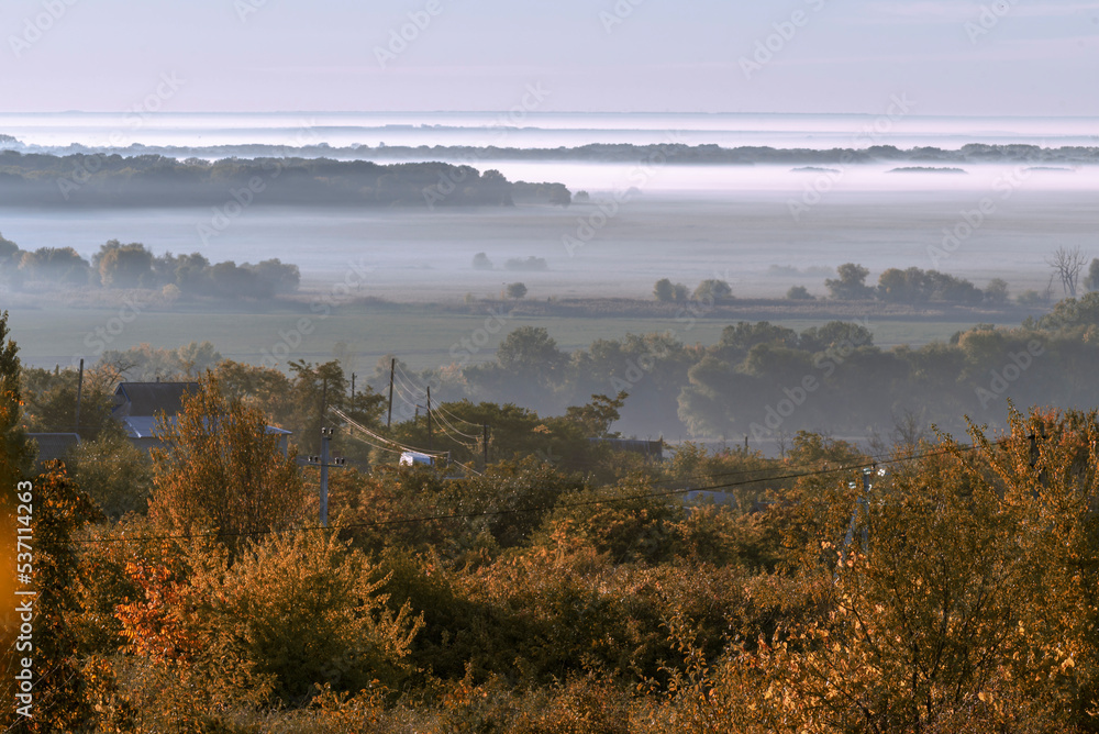 mysterious fog on hillside in autumn Mist, trees are wet, damp fog of forest beautiful landscape Olanesti Moldova Panoramic view rural village Early morning river dniester. mysterious fog on hillside in autumn Mist, trees are wet, damp fog of forest beautiful landscape Olanesti Moldova Panoramic view rural village Early morning river dniester.