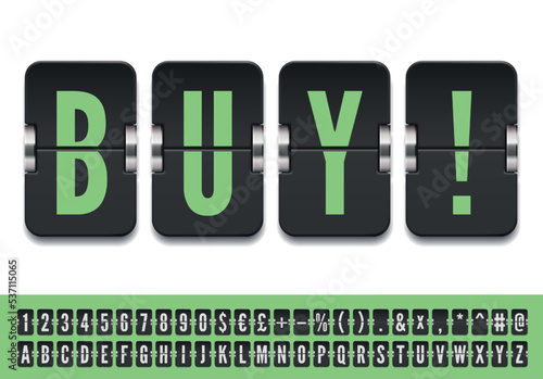 Black scoreboard alphabet regular font with numbers for flight departure, destination or arrival information or advertising message. vector illustration.