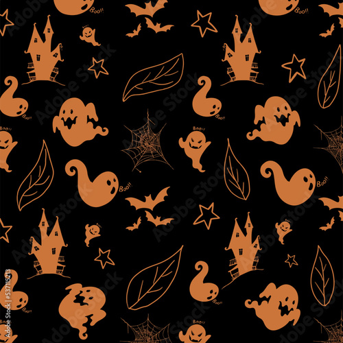Happy Halloween Festive bright pattern design. Holiday halloween cartoon style vibe. Vector illustration