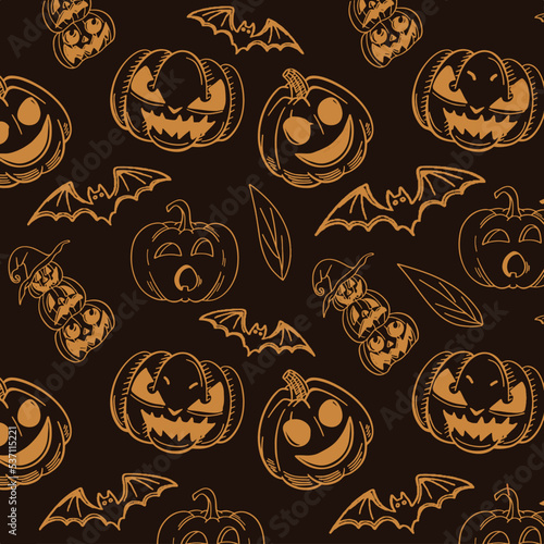 Happy Halloween Festive bright pattern design. Holiday halloween cartoon style vibe. Vector illustration