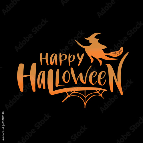 Happy Halloween bright calligraphy design pattern. Cartoon style vibe in vector illustration