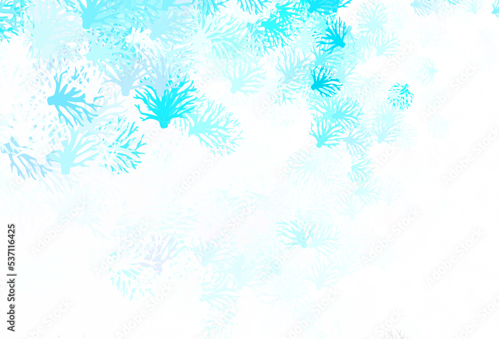 Light Blue, Green vector doodle pattern with branches.