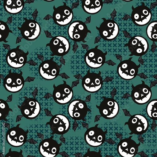 Halloween animals cartoon bats seamless doodle pattern for wrapping paper and kids clothes print and fabrics