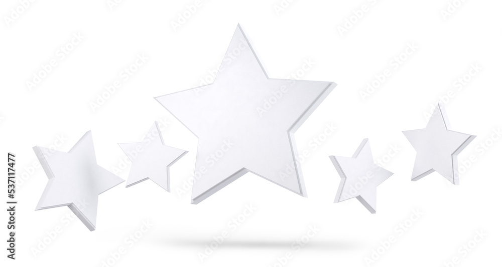 five stars white gray 3d-illustration five stars white gray 3d-illustration