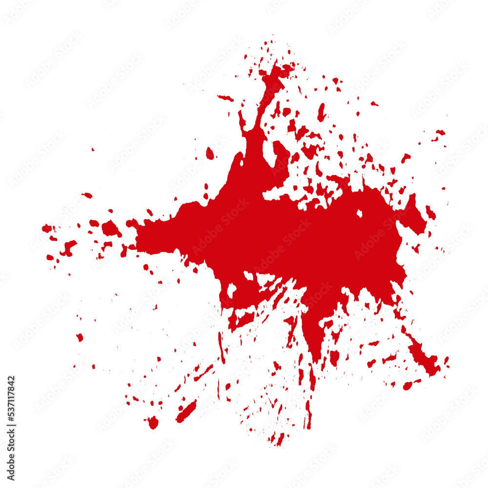 horror illustration abstract silhouette red paint splash, blood stain isolated on blank space.