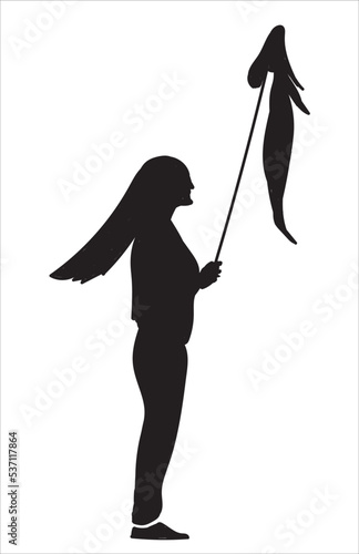 a woman opposes the obligation to wear a headscarf. She takes off her headscarf and holds it in her hand. women's rights, women's equality protest to iranian government	