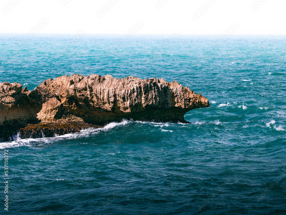 Puerto Rico caribbean ocean rocks formation views from the beach 
