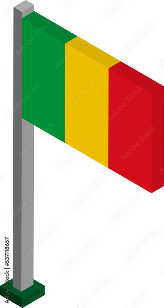 Mali Flag on Flagpole in Isometric dimension. Mali Flag on Flagpole in Isometric dimension.