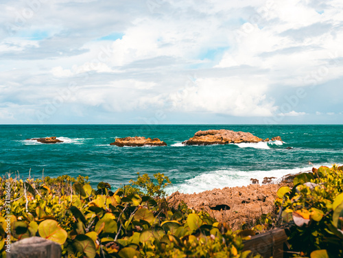Peacefull tropical coast with nice views from Puerto Rico Piñones la posita beach  photo
