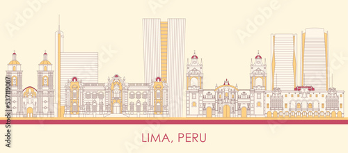 Cartoon  Skyline panorama of city of Lima, Peru - vector illustration
