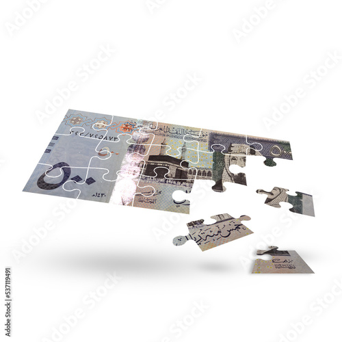 Canvas Print Saudi Arabia banknotes on a white installment - Saudi money installment  concept