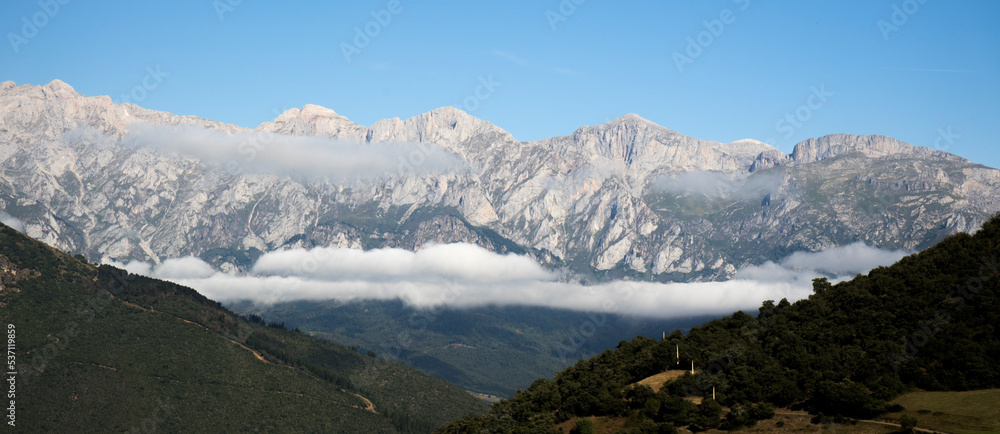 View of Picos de Europa from Tudes, Cantabria