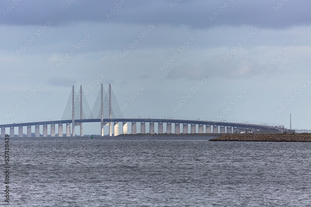 Oresund bridge over the sea between Sweden and Denmark