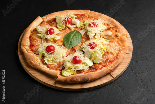 Pizza, different pizzas with different fillings on a black background