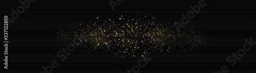 Fine, shiny dust bokeh particles fall off slightly. Blur sparks and golden stars sparkle shine with special light. Blurred lights isolated on transparent background. Christmas concept. Vector