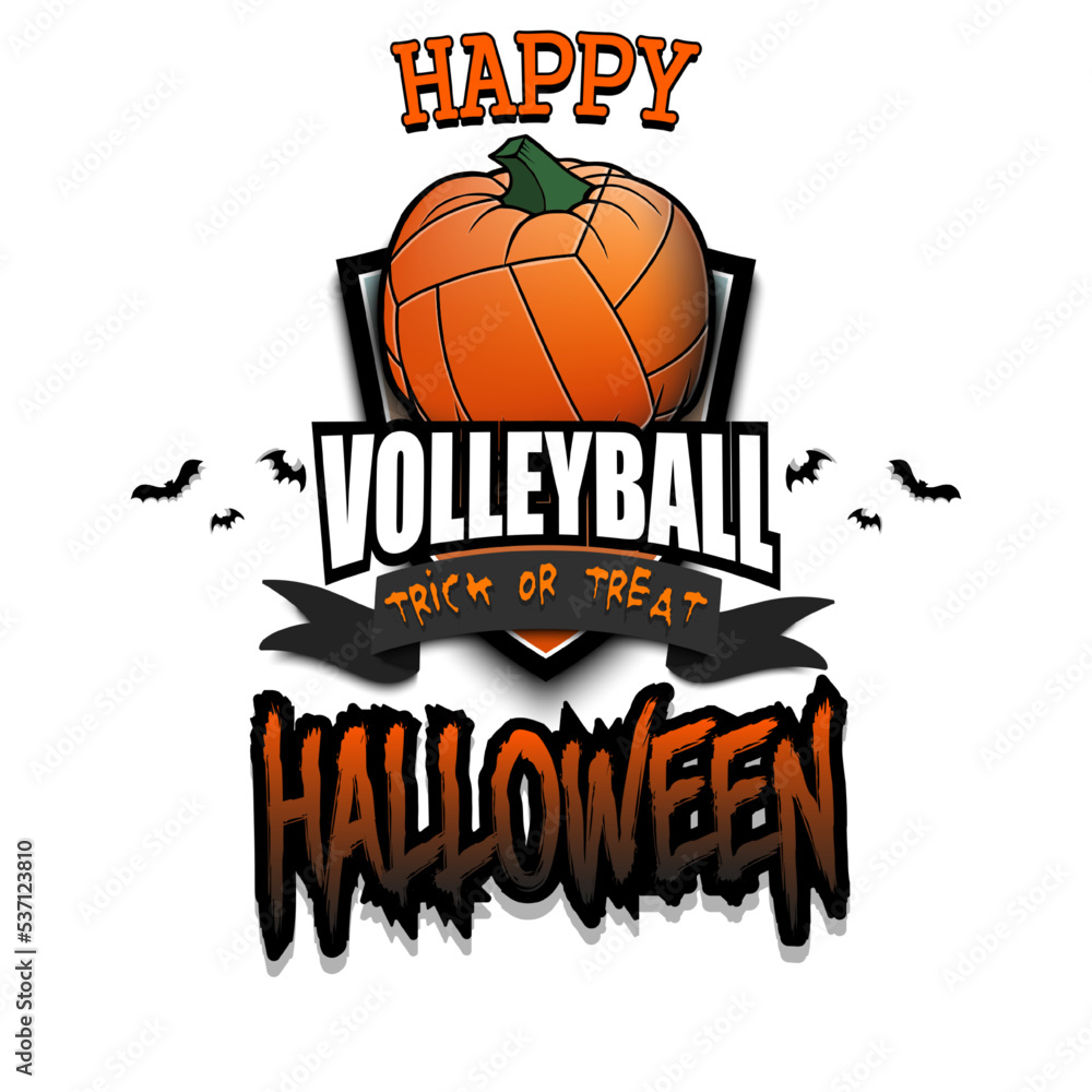 Happy Halloween. Volleyball ball as pumpkin