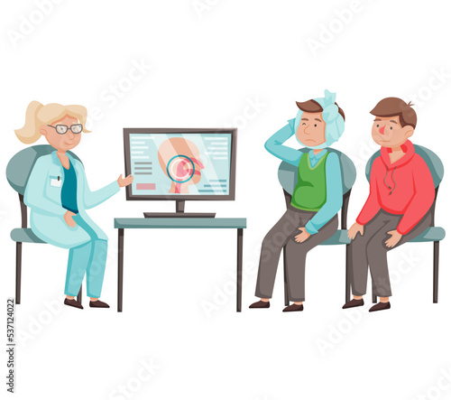 Medical treatment of sick people and healthcare, medicine concept consultation and diagnosis in clinic, healing medicine. Health care, medical examination, patient at doctors appointment in hospital