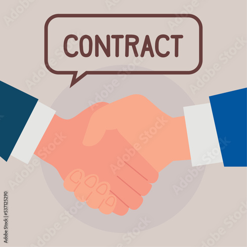 contract lettering and handshake