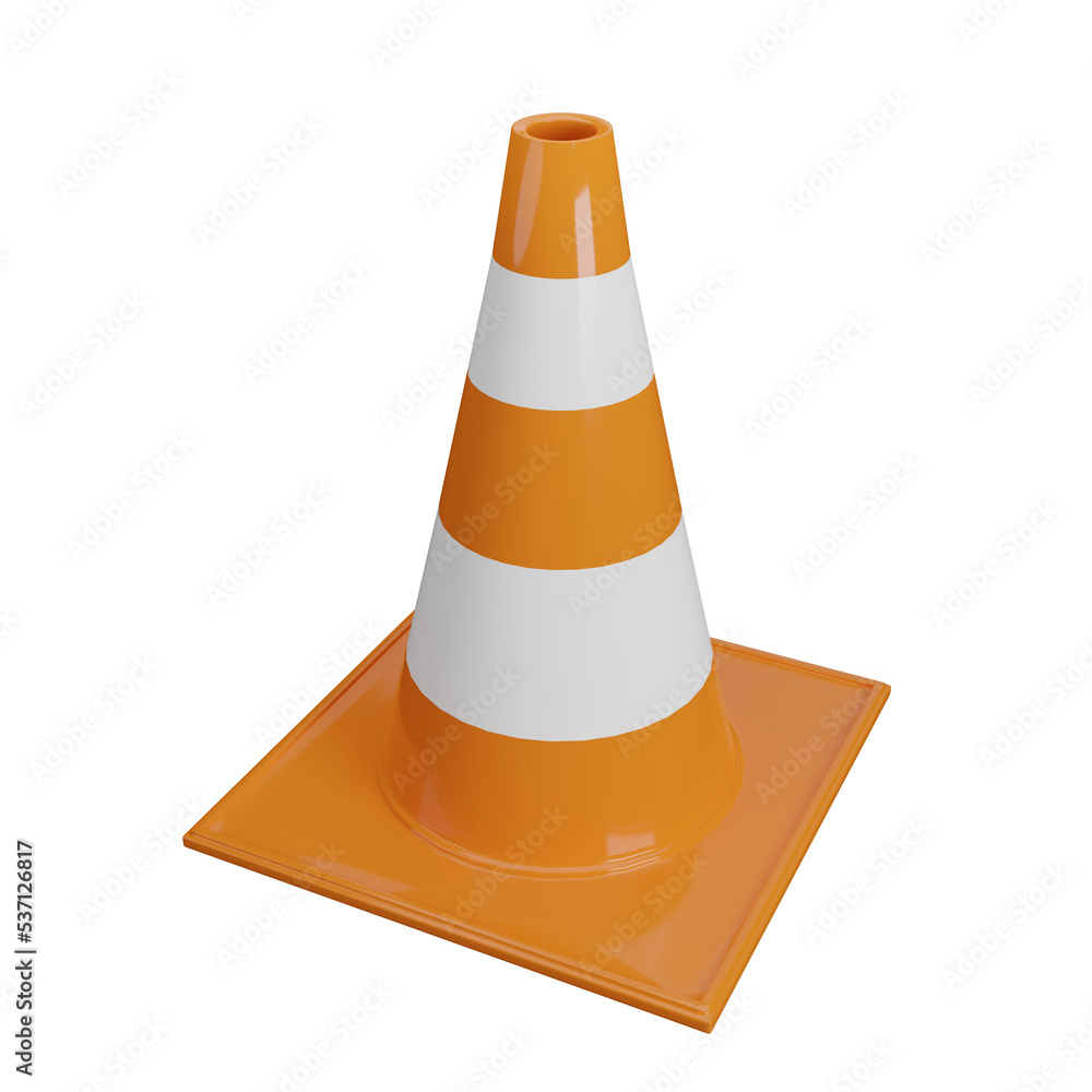traffic cone is symbol for security warning , road repair, safety signal in construction site, danger work, caution or attention on street.