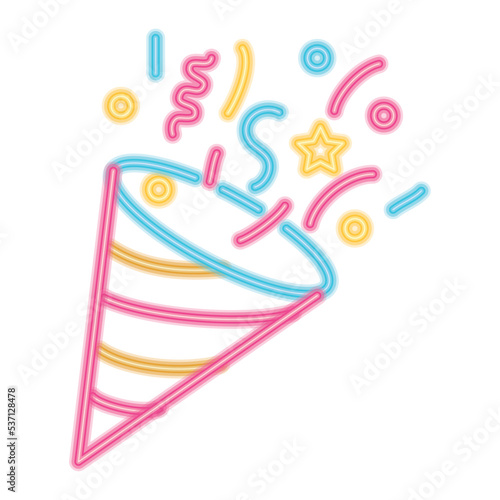 party cornet with confetti neon