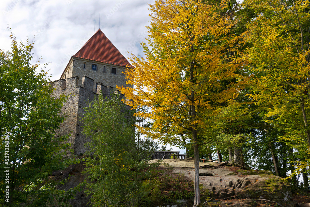 Kokorin Castle from the first half 14th century and its surroundings. Gothic castle is located in the Village Kokorin, Protected landscape area, in the Central Bohemian Region, Czech Republic Kokorin Castle from the first half 14th century and its surroundings. Gothic castle is located in the Village Kokorin, Protected landscape area, in the Central Bohemian Region, Czech Republic