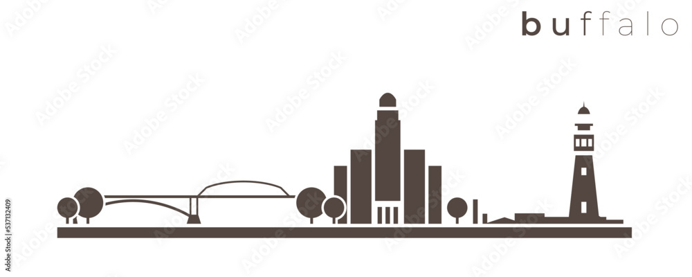 Obraz premium Buffalo Simple Monochrome Stylish Skyline