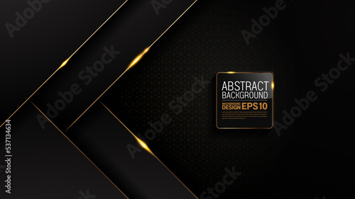 Black And Gold Background, luxury image abstract, overlap layer shadow gradients space composition, 3840 x 2160 monitor size for banner, flyer cover layout, template design