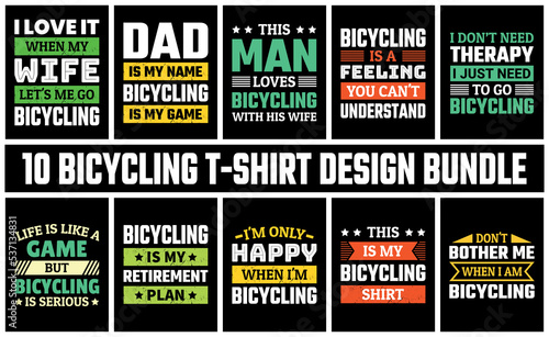 Bicycling T Shirt Design Set Vector