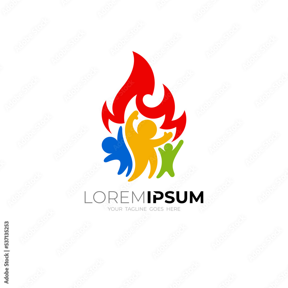 Family logo and fire design combination, colorful Family logo and fire design combination, colorful