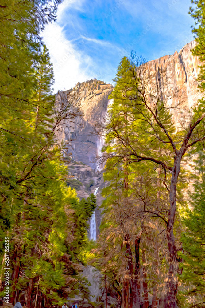 Lower Yosemite Falls Waterfall in California