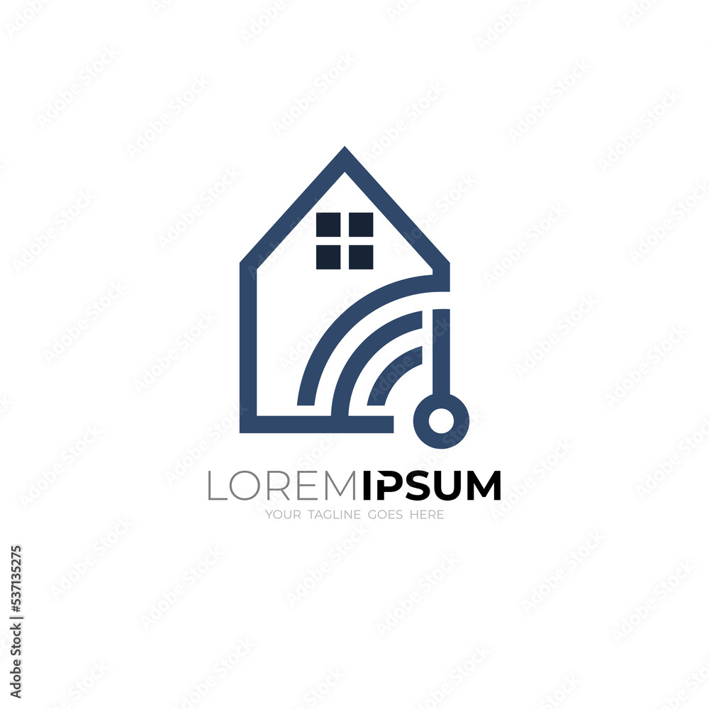 House logo with technology design vector, simple line style House logo with technology design vector, simple line style